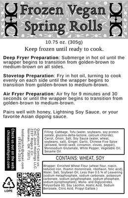 Label of our Vegan Spring Rolls