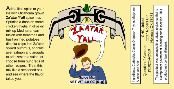 Label of Za'atar Y'all Spice Mix